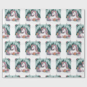 クリスマスユニコーンラッピング紙 ラッピングペーパー (フラット)