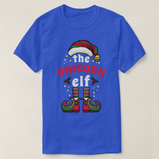 クリスマスユニコーン小妖精や小人 Tシャツ (デザイン正面)