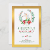 クリスマスユニコーン金ゴールドアクセントパーティー招待状 招待状 (正面)