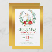 クリスマスユニコーン金ゴールドアクセントパーティー招待状 招待状 (正面/裏面)