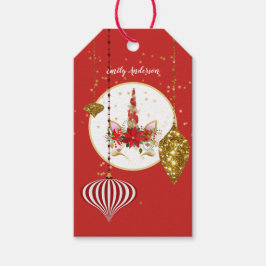 クリスマスユニコーン顔ガールズバースデーパーティー ギフトタグ