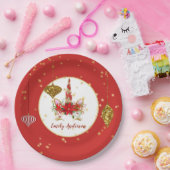クリスマスユニコーン顔パーソナライズされたパーティー ペーパープレート (パーティー)