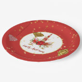 クリスマスユニコーン顔パーソナライズされたパーティー ペーパープレート (アングル)
