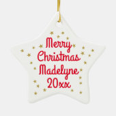 クリスマスユニコーン顔パーソナライズされた花 セラミックオーナメント (裏面)