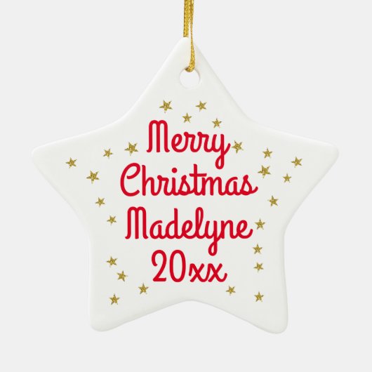 クリスマスユニコーン顔パーソナライズされた花 セラミックオーナメント (裏面)