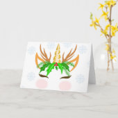 クリスマスユニコーン顔 カード (黄色い花)