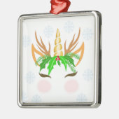 クリスマスユニコーン顔 メタルオーナメント (左)