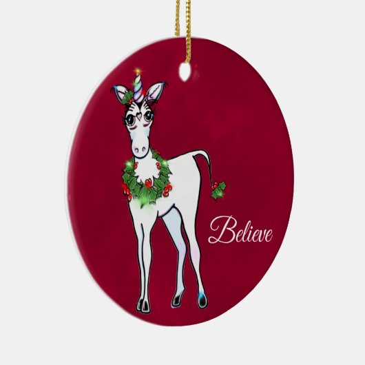 クリスマスユニコーン魔法のファンタジー セラミックオーナメント (右)