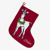 クリスマスユニコーン魔法のファンタジー ラージクリスマスストッキング (正面 (吊り時))