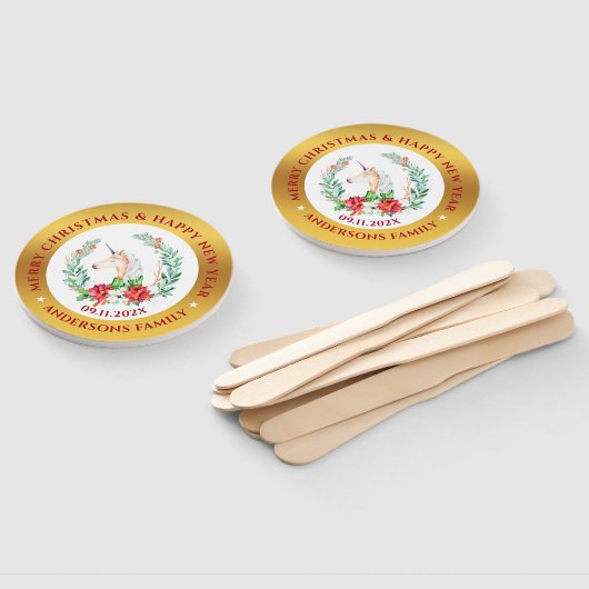 クリスマスユニコーン&ポインセチアの構成2 ハンドファン (組立なし)