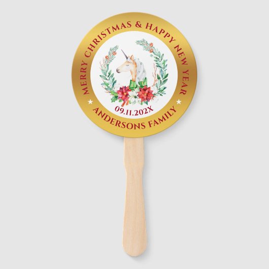 クリスマスユニコーン&ポインセチアの構成2 ハンドファン (正面)
