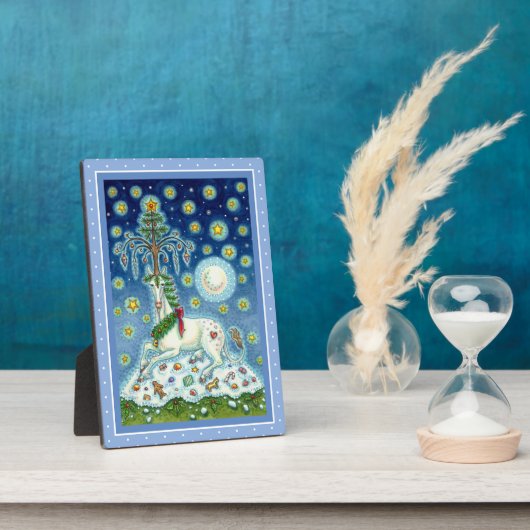 クリスマスユニコーン,魔法ホーンツリー,ファンタジー馬 フォトプラーク (側面)