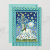 クリスマスユニコーン，魔法ホーンツリー，ファンタジー馬 ポストカード (正面/裏面)