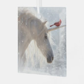 クリスマスユニコーン(鳥)ショウジョウコウカンチョウホリデイ ガラスオーナメント (正面左)