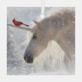 クリスマスユニコーン(鳥)ショウジョウコウカンチョウホリデイ ガラスオーナメント (裏面)