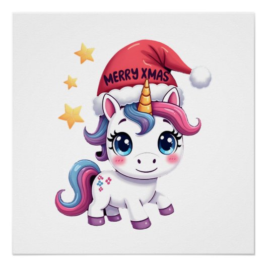 クリスマスユニコーンTシャツ (2) ポスター (正面)
