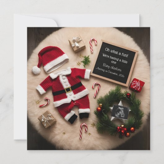 クリスマスユニークの妊娠の発表 招待状 (正面)