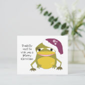 クリスマスユーモアのあるの帽子をかぶったカエル シーズンポストカード (スタンド正面)