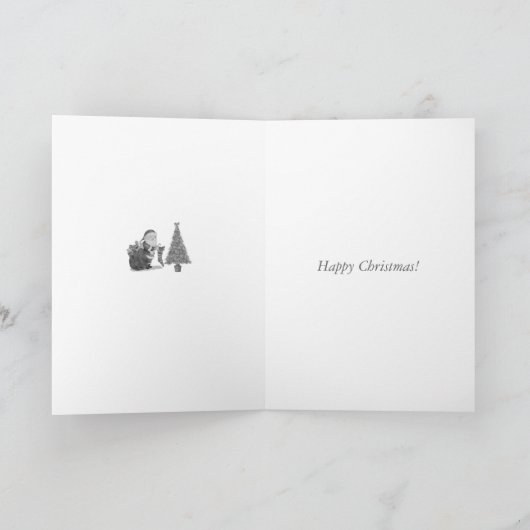クリスマスユーモアのある詩サンタとクリスマスツリー大 シーズンカード (内部)
