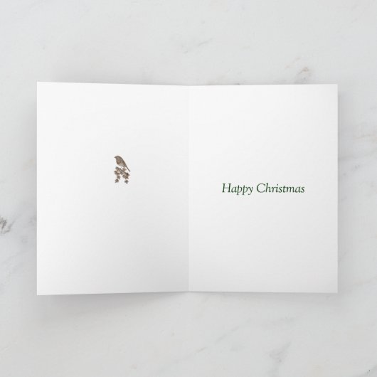 クリスマスユーモアのある詩ロビンとクリスマスツリー シーズンカード (内部)