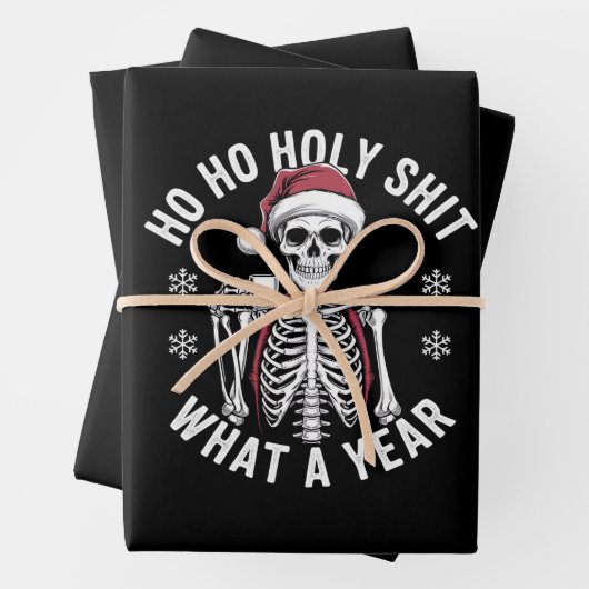 クリスマスユーモアのスケルトン ラッピングペーパーシート (インサイチュ)