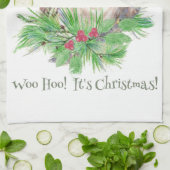 クリスマスユーモア引用文かわいいフクロウバード キッチンタオル (折り畳み)