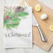 クリスマスユーモア引用文かわいいフクロウバード キッチンタオル (四つ折り)