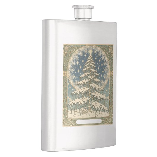 クリスマスユール(キリスト降誕祭)ツリースノーフレーク&スターズアールヌーヴ フラスク (右)