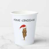 クリスマスヨガ猫のテキスト 紙コップ (正面)