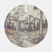 クリスマスヨセミテナショナルパークカップル婚約 ガラスオーナメント (正面)
