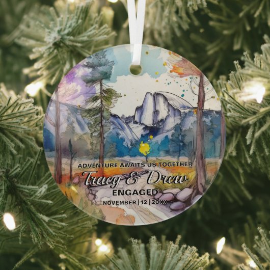 クリスマスヨセミテ屋外マクシマリストカップル従事 ガラスオーナメント (インサイチュ)