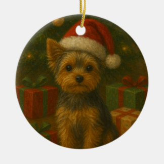 クリスマスヨーキー セラミックオーナメント