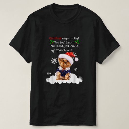 クリスマスヨークシャーテリアおもしろいヨークシャーテリアパピー Tシャツ (デザイン正面)