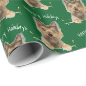 クリスマスヨークシャーテリアオングリーン ラッピングペーパー (ロールコーナー)