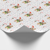 クリスマスヨークシャーテリアドッグとキャンディカネス雪 ラッピングペーパー (角)