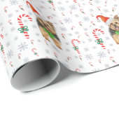 クリスマスヨークシャーテリアドッグとキャンディカネス雪 ラッピングペーパー (ロールコーナー)