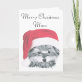 クリスマスヨークシャーテリアドッグメリークリスマスムームカード シーズンカード (正面)