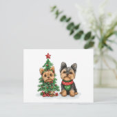 クリスマスヨークシャーテリアドッグ シーズンポストカード (スタンド正面)