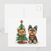 クリスマスヨークシャーテリアドッグ シーズンポストカード (正面/裏面)