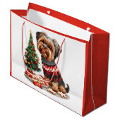 クリスマスヨークシャーテリアドッグ ラージペーパーバッグ (正面アングル)