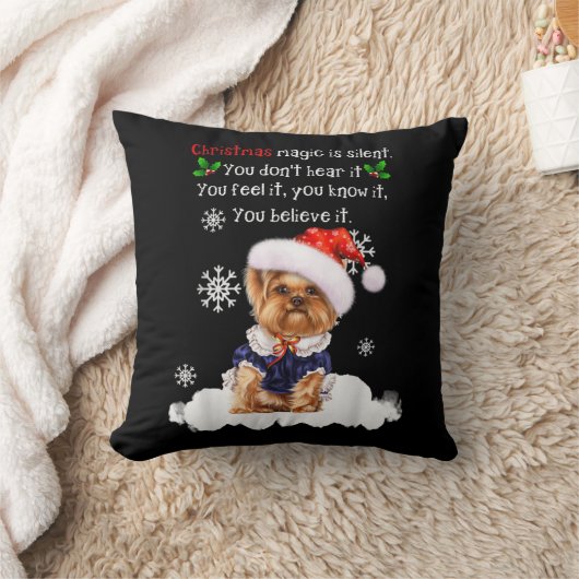クリスマスヨークシャーテリアーおもしろいヨークシャーテリアワンピー クッション (ブランケット)