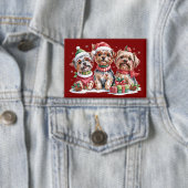 クリスマスヨークシャーテリア愛犬家 缶バッジ (インサイチュ)