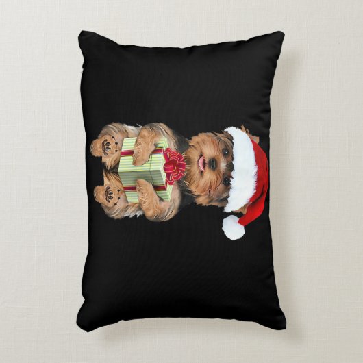クリスマスヨークシャーテリア – ヨークシャーテリアおもしろい犬 アクセントクッション (正面(垂直))