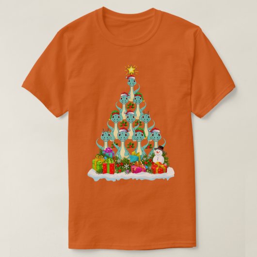 クリスマスライツおもしろいサンタブロントサウルス恐竜Chri Tシャツ (デザイン正面)
