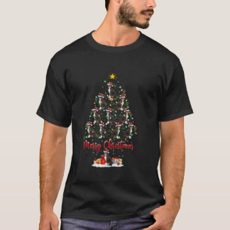 クリスマスライツサンタボストンテリアードッグクリスマストル Tシャツ