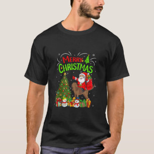 クリスマスライツサンタライディングローデシアンRidgeback Dog C Tシャツ