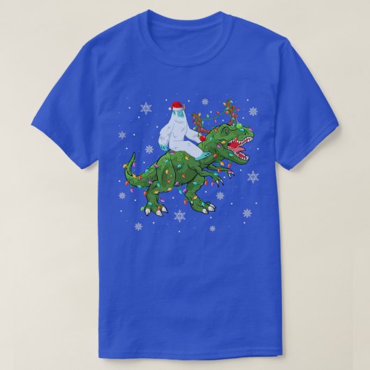 クリスマスライツサンタ・イェティ乗馬恐竜トレクリスチム Tシャツ (デザイン正面)