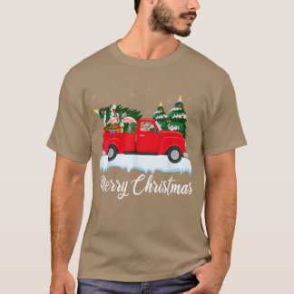 クリスマスライツツリーサンタフラミンゴレッドトラックメリーCh Tシャツ