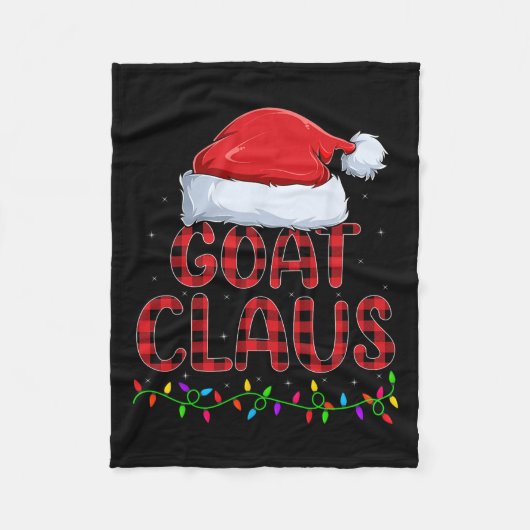 クリスマスライツバッファロープレイドヤートサンタクロース フリースブランケット (正面)