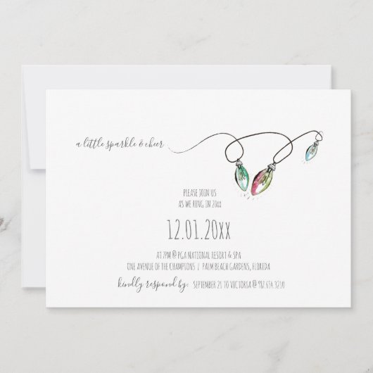 クリスマスライツホリデーパーティー招待状 ノートカード (正面)